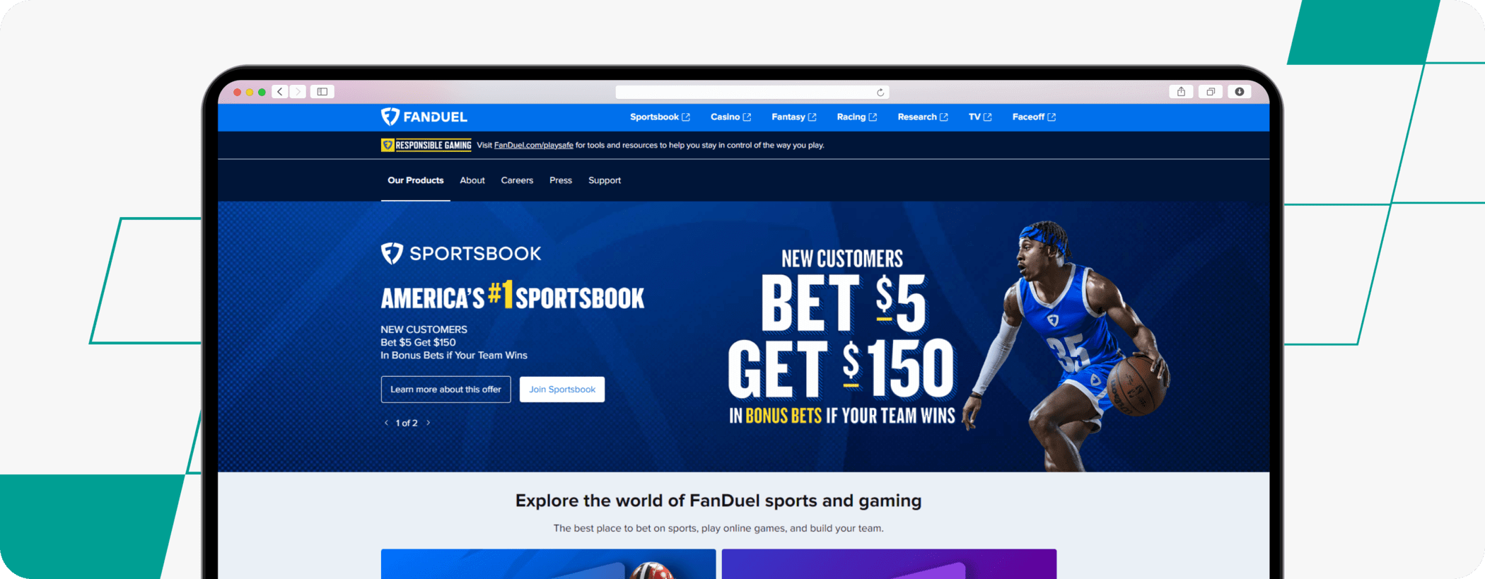 fanduel sports homepage screenshot